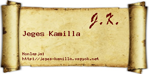 Jeges Kamilla névjegykártya